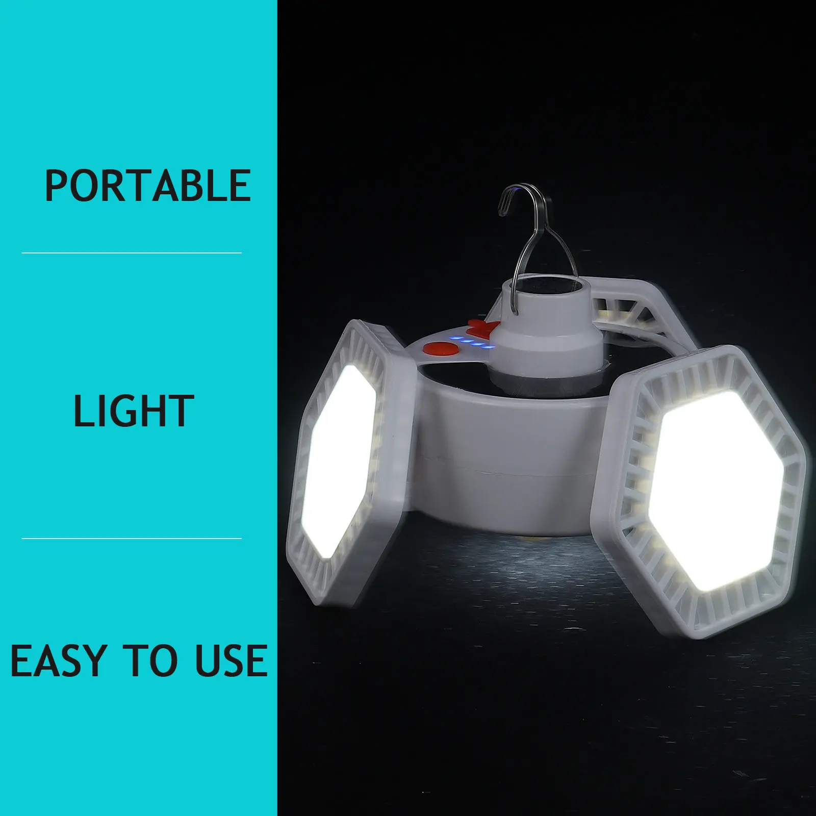 Solar LED Camping Lantern with Remote Control Rechargeable Outdoor Tent Light for Fishing Picnic Work