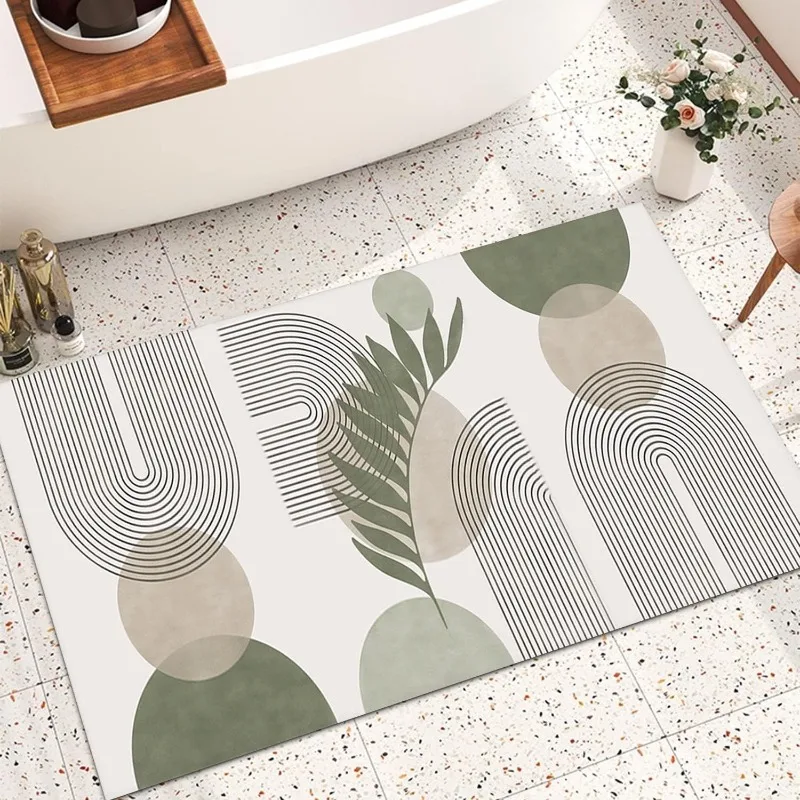 Minimalistische geometrische Linienmuster-Fußmatte für Bad, Schlafzimmer, Flur, Eingang, weicher, rutschfester Teppich, nordischer Stil, Heimdekoration, Teppich