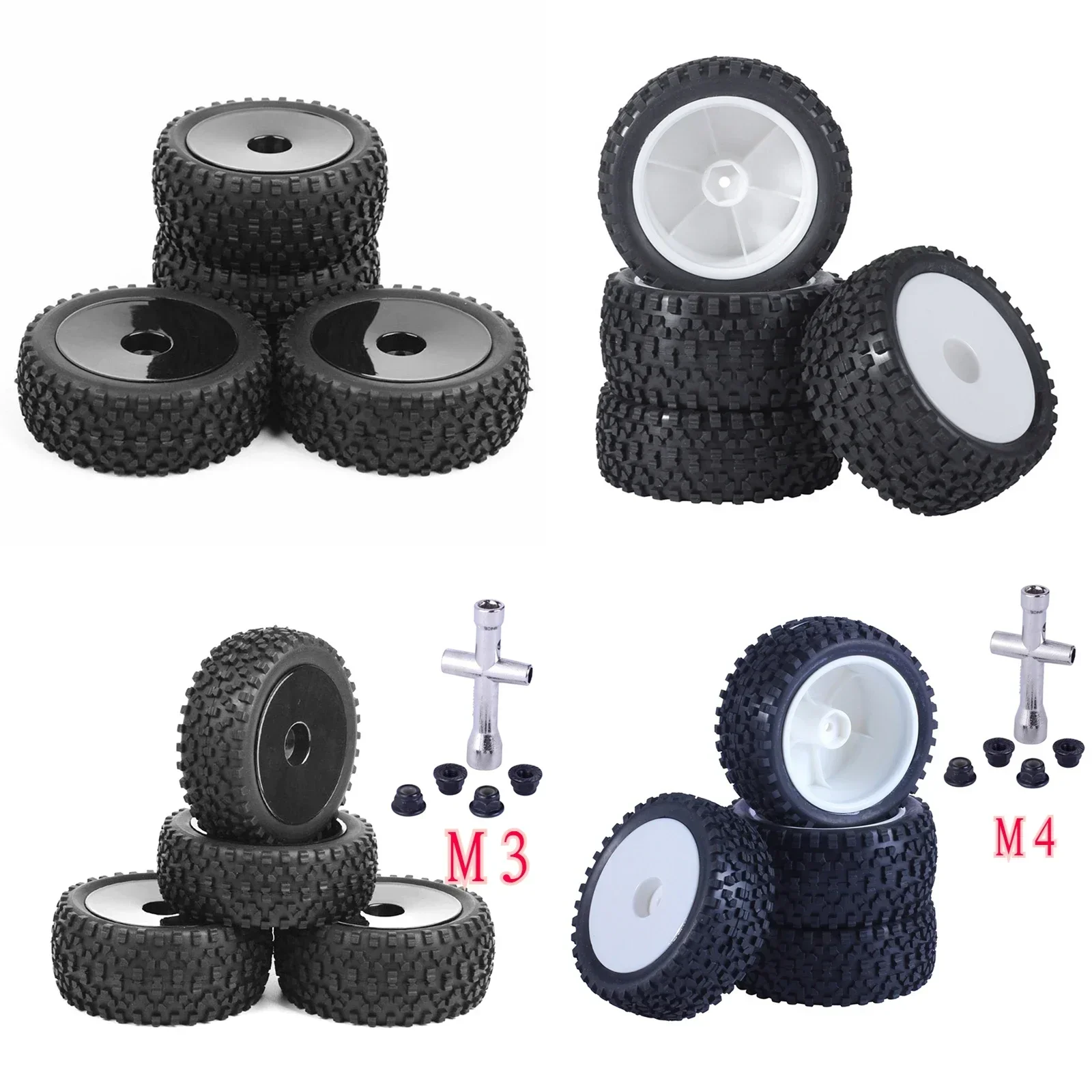 4 neumáticos de 85 mm para Wltoys. 144001 124019 104001   Piezas de actualización de coche RC 1/10 1/12 1/14 escala todoterreno Buggy