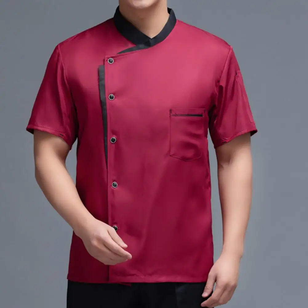 Uniforme de Chef de cocina para Hotel, conjunto de 3 piezas, gorro y delantal, camisa de manga corta con cuello levantado, para restaurante