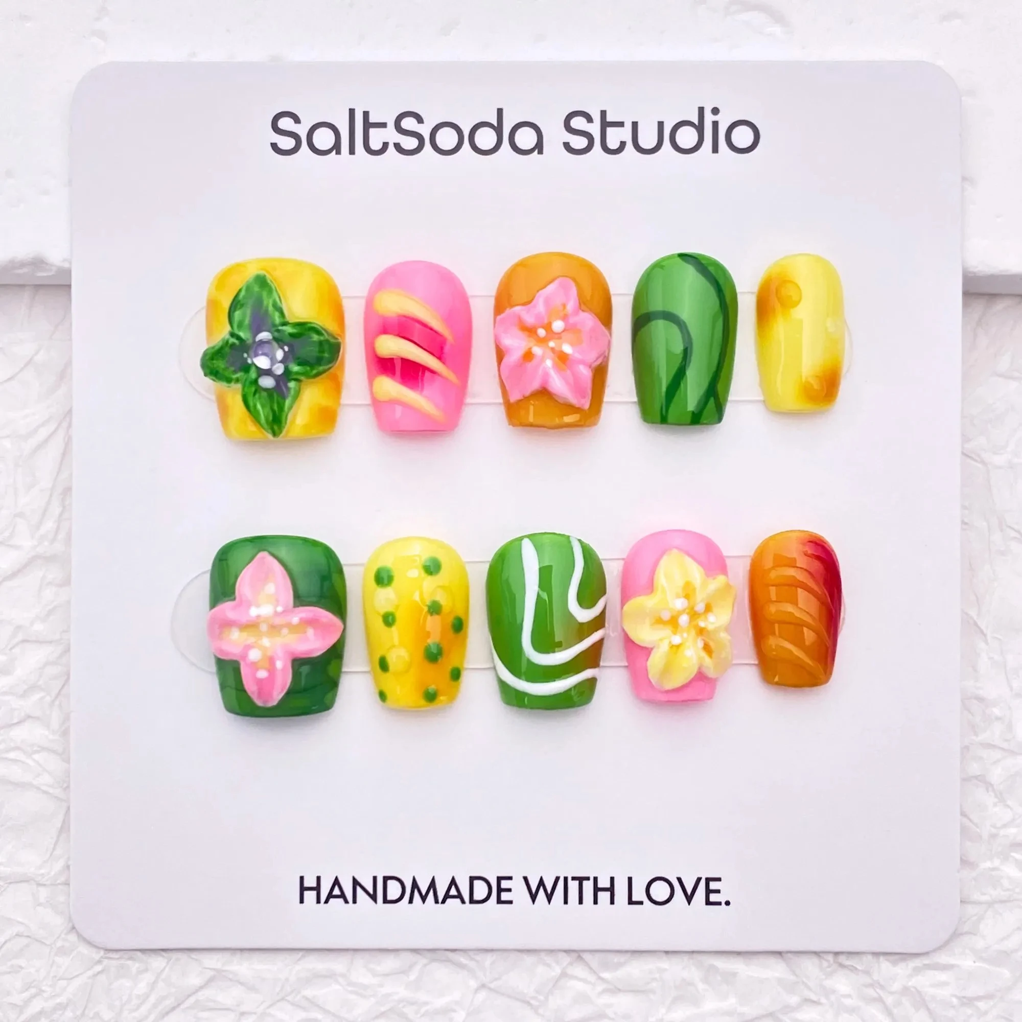 

Sweet three-dimensional flower smudge plant nail art, simple line customized cute nail art, reusable high-quality nails
