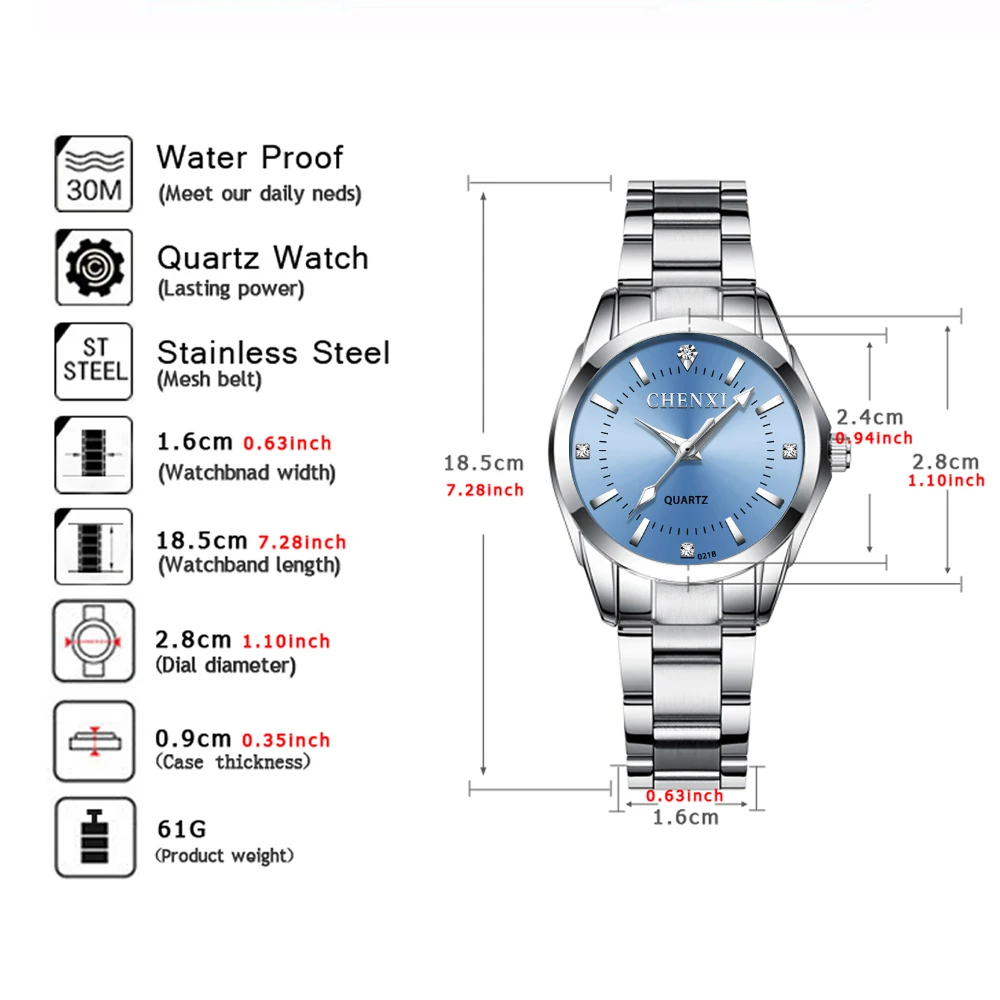 CHENXI Elegant Women Watch Luxury Ladies Fashion Brand Wristwatch Quartz Movement Stainless Steel Gift for Female Girlfriend