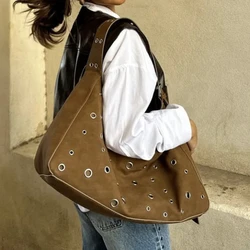 Rivets ladies Handbag Underarm Bag Street Trend Punk Wide strap Women's Shoulder Bag Large Faux Suede ladies Hand bag bolsos