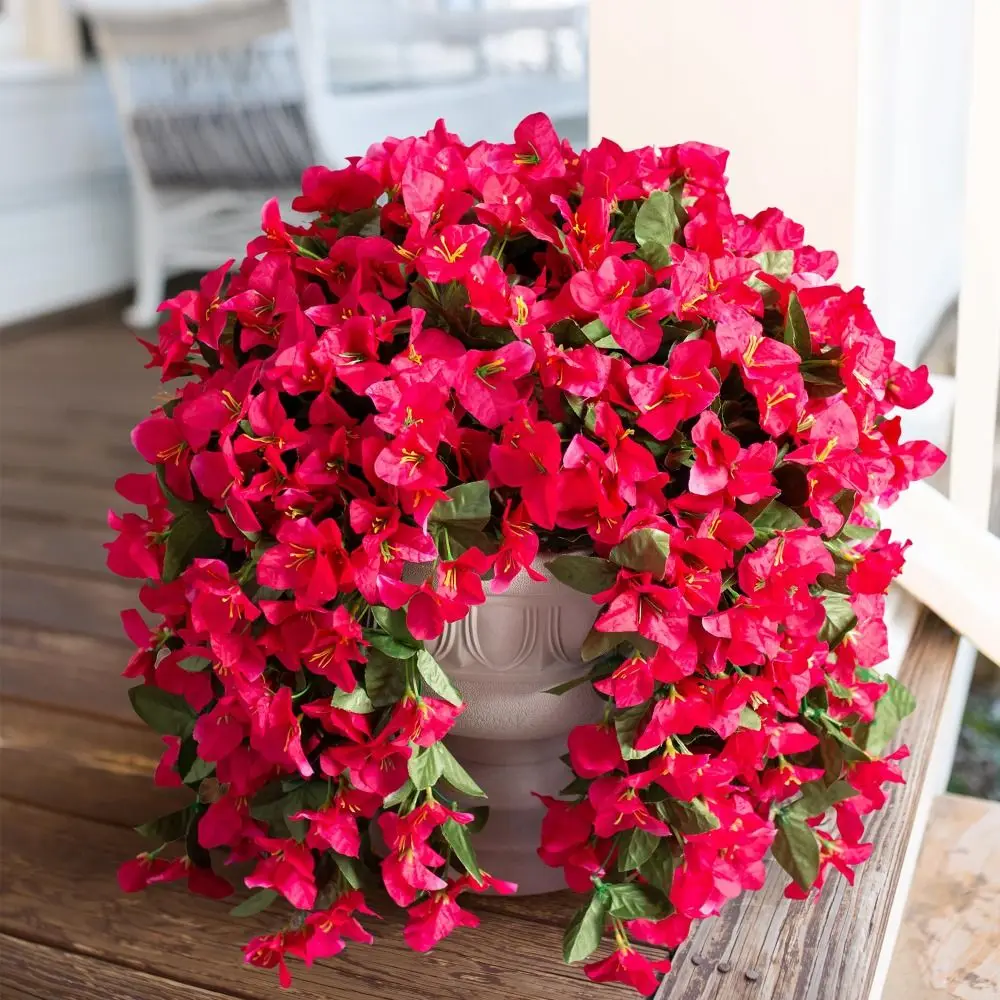 Realistic Faux Bougainvillea Fake Silk Long Trailing Artificial Flowers Plant UV Resistant Summer Decoration Bougainvillea Vines