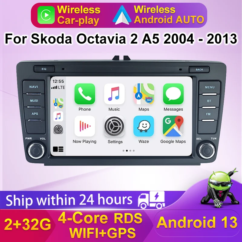 

2 Din Car Autoradio Radio Multimedia Video Player Navigation GPS NO DVD For Skoda Octavia 2 A5 2004 - 2013 Wireless Carplay AUTO