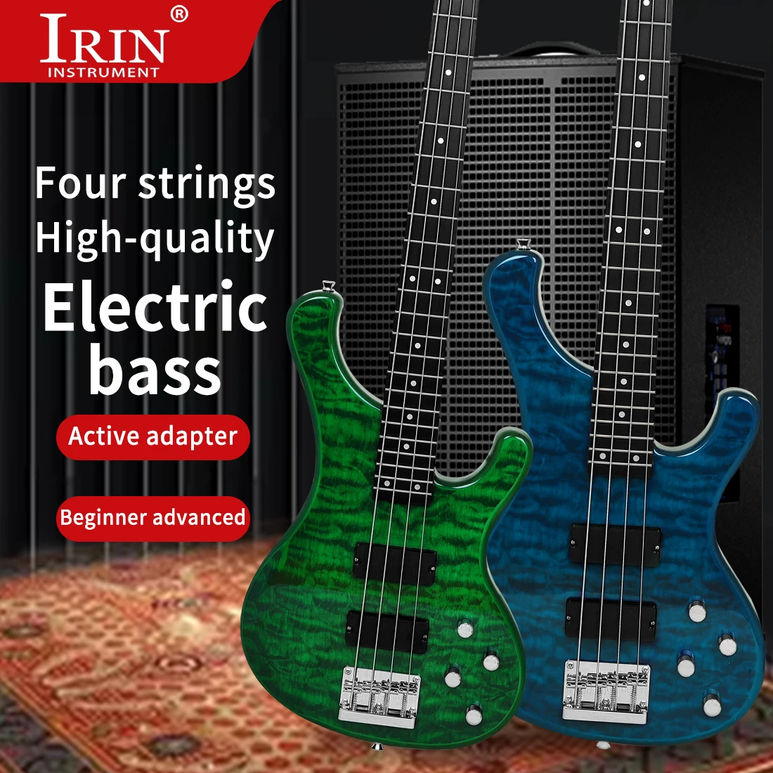 

IRIN PB-104 Bass 24-fret Water Ripple Four-string Electric Guitar High-quality Active Pickup Professional Plucked Instrument
