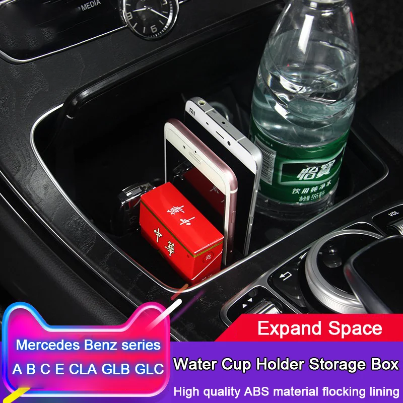 

Car Center Console Water Cup Holder Phone Organizer Storage Box Tray For Mercedes Benz GLC GLB CLA W177 W247 W205 W213 C118 X247