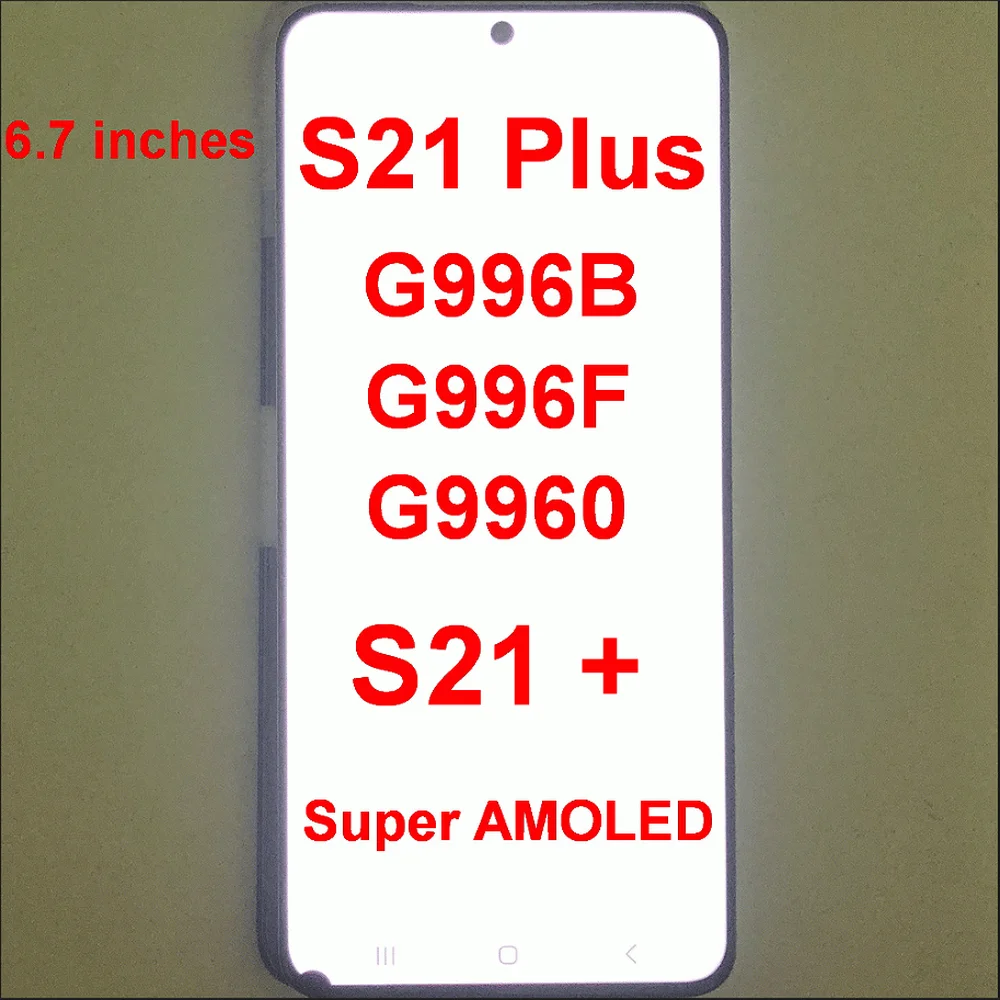 Super amoled para s21 + samsung galaxy s21 plus g9960 g996b g996f display lcd digitador da tela de toque com defectos tela substituir