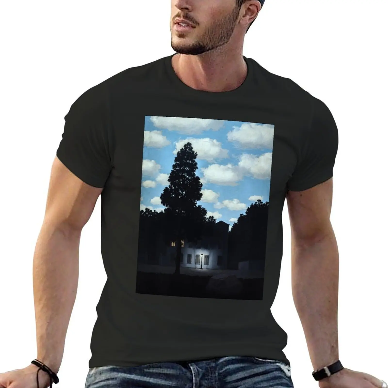 Винтажные мужские футболки с рисунком империи светильник, Magritte (HQ +), тяжелые футболки, мешковатые рубашки, футболки с короткими рукавами в стиле аниме