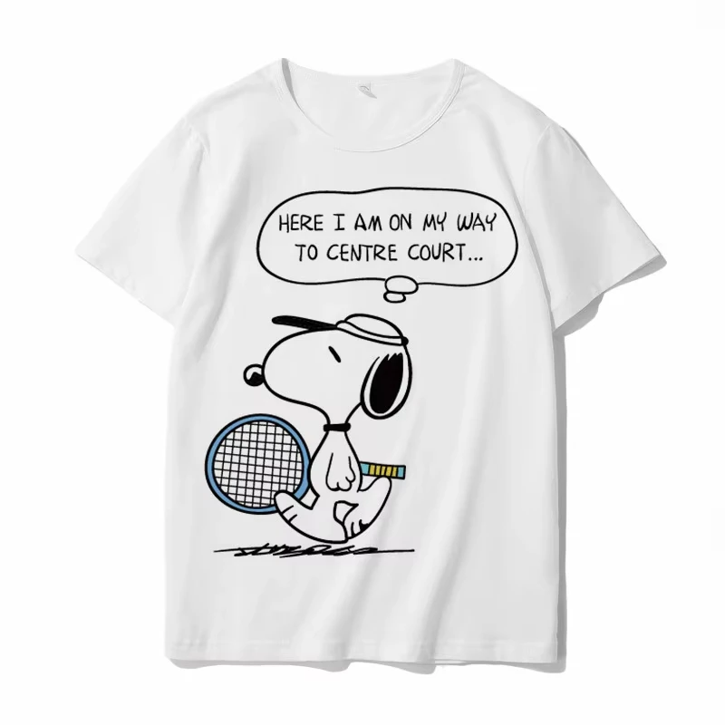 Snoopy Cartoon Animation Joint-Design Short-Sleeved Kids Men Women T-Shirt Summer Loose-Fitting Versatile Short-sleeved Top