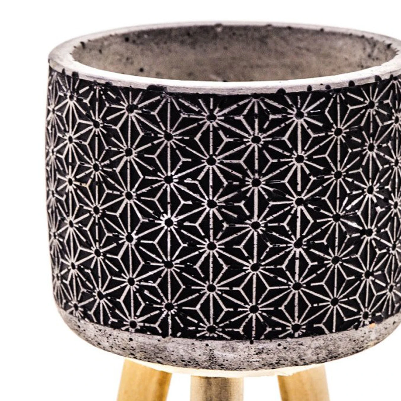 Black concrete potted star patterned black concrete flower pot 12x17,5 Cm