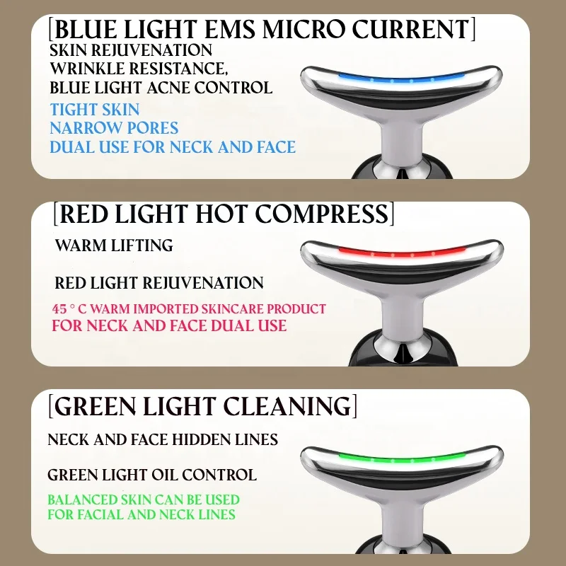 Taşınabilir boyun masajı yeni EMS güzellik boyun enstrüman yüz isıtma kırmızı işık terapi Iifting sıkma güzellik cilt bakım cihazları