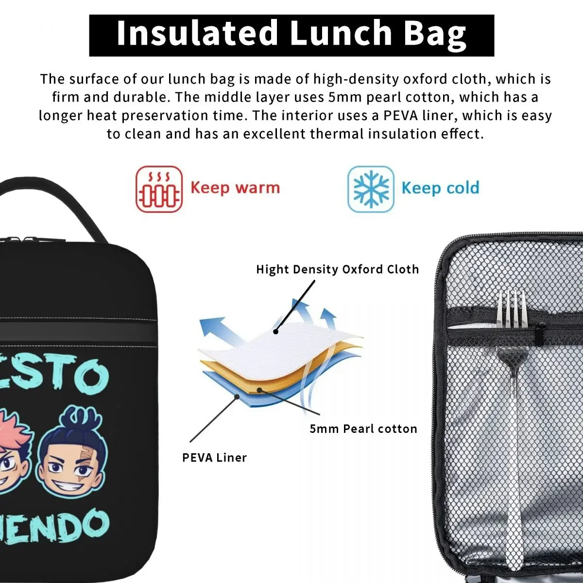 Custom Jujutsu Kaisen My Besto Friendo Todo Aoi Lunch Bag Men Women Cooler Thermal Insulated Lunch Box for Student School