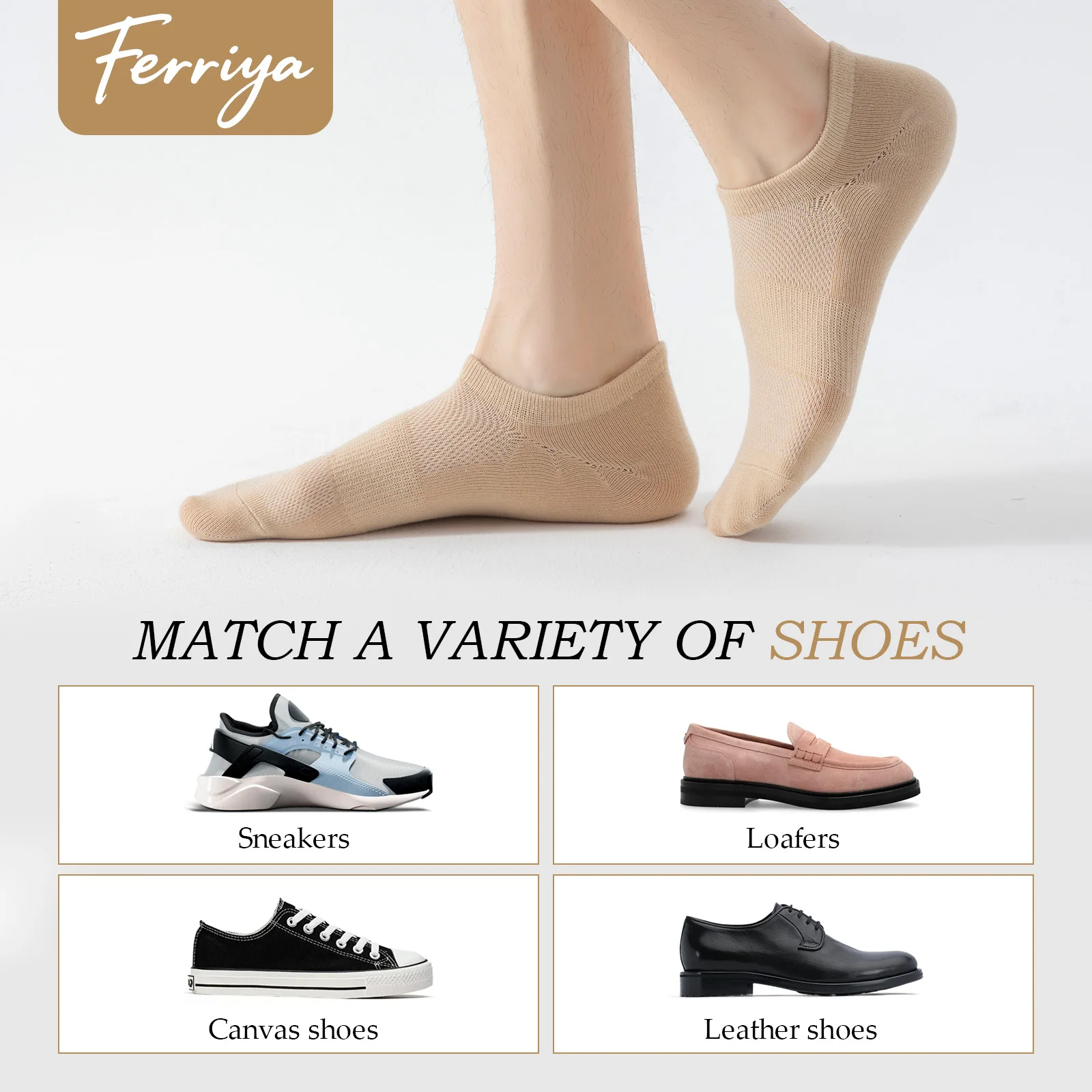 8 أزواج من الجوارب بدون عرض، جوارب كاحل منخفضة القطع مع دعم قوس وممتصة للرطوبة، جوارب غير مرئية مبطنة