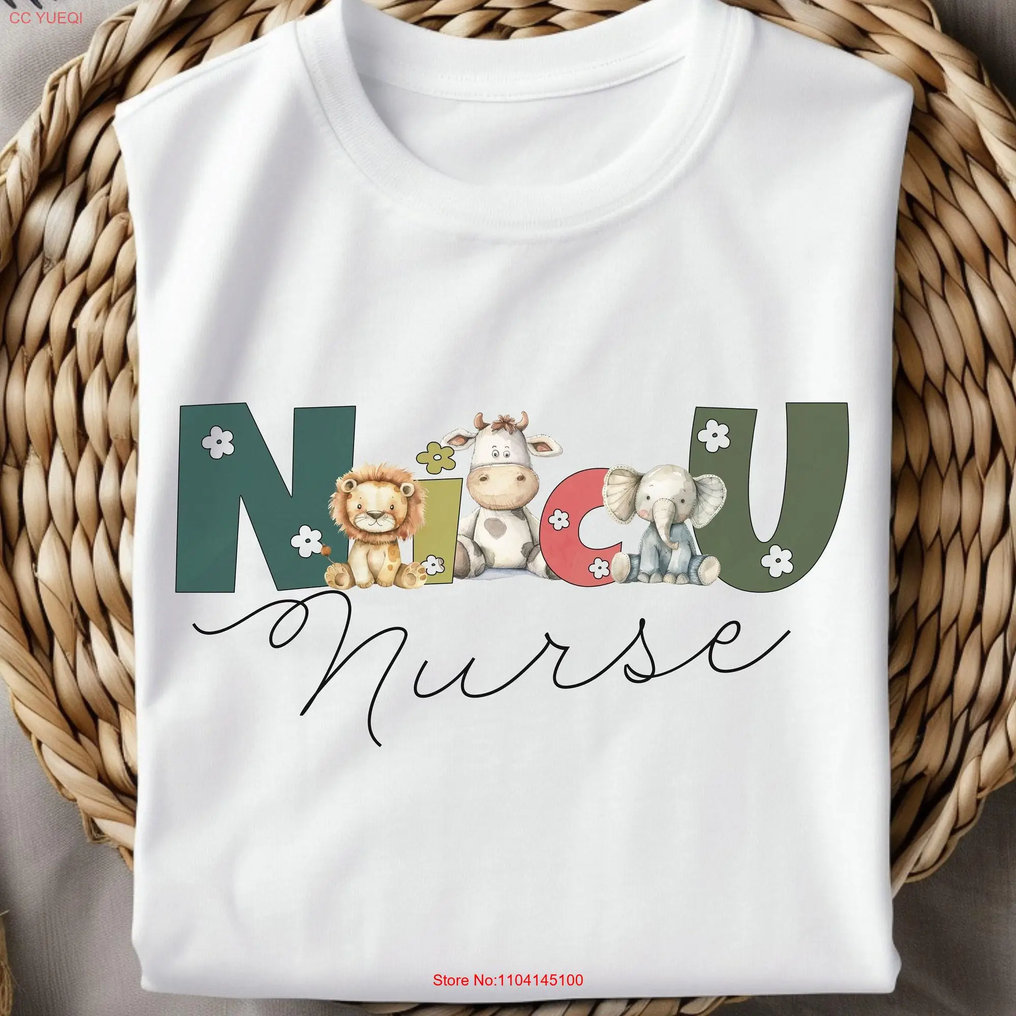 NICU Nurse T Shirt with Cute Animals Neonatal Mother Baby Appreciation Intensive Care Unit long or short sleeves