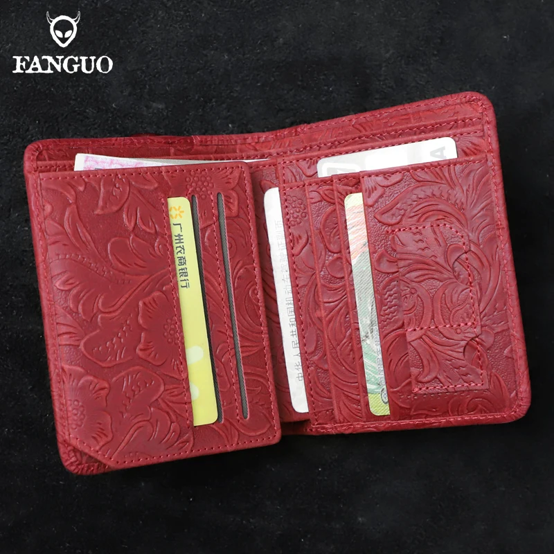 Genuine Leather Wallet Women Fold Purses Female Small Walet Card Holder SD Slot Short Wallets For Girls Money Bag Purse