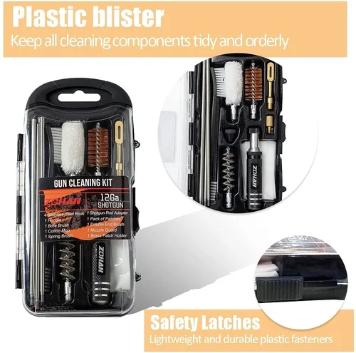 Imagen 2 del producto ZOHAN-Kit de limpieza de pistola para escopeta de calibre 12, cepillo Universal, limpiador de escopeta para caza y tiro