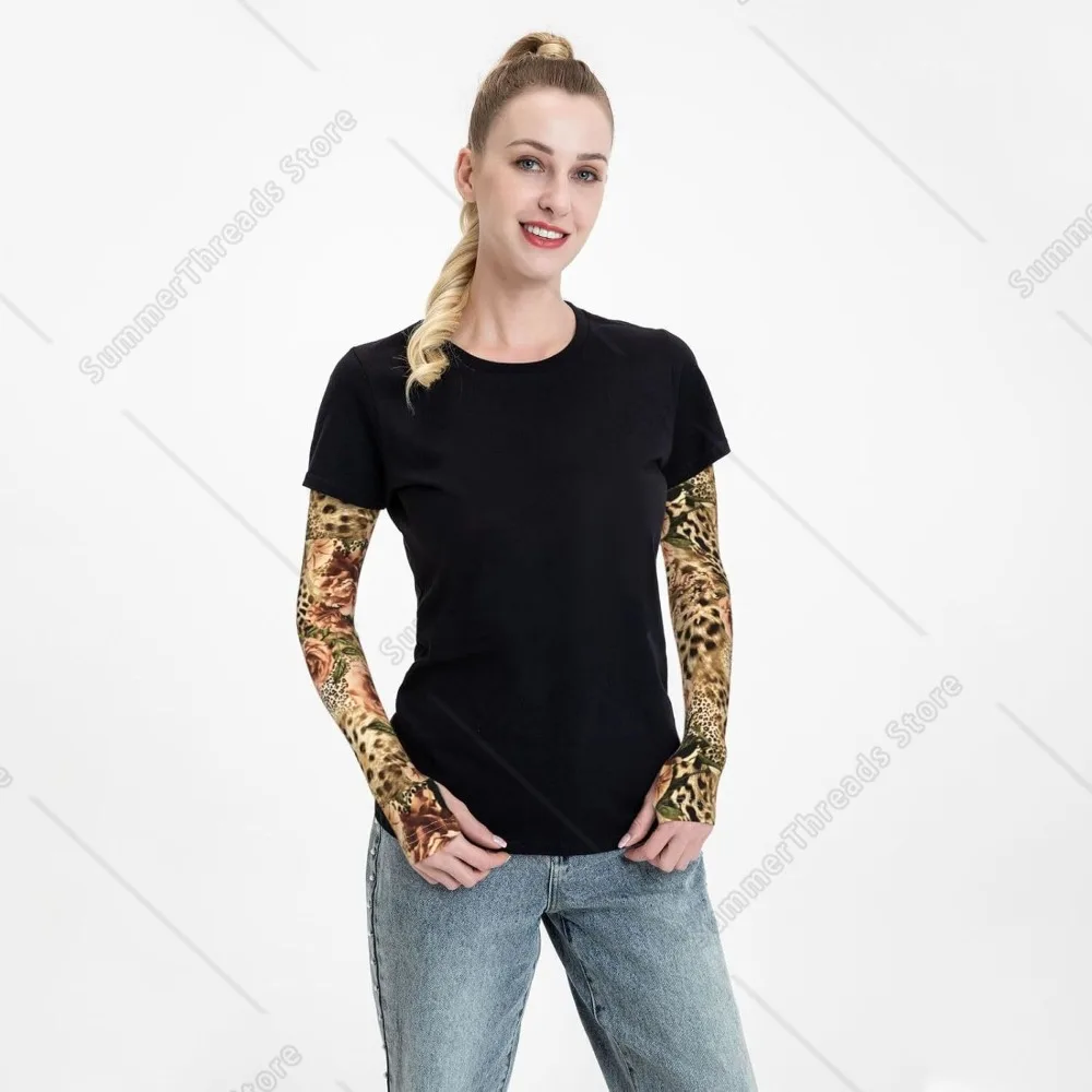 Manicotto di compressione con stampa leopardata a righe per protezione da baseball Copri braccioli Agricoltore Sport all'aria aperta Corsa