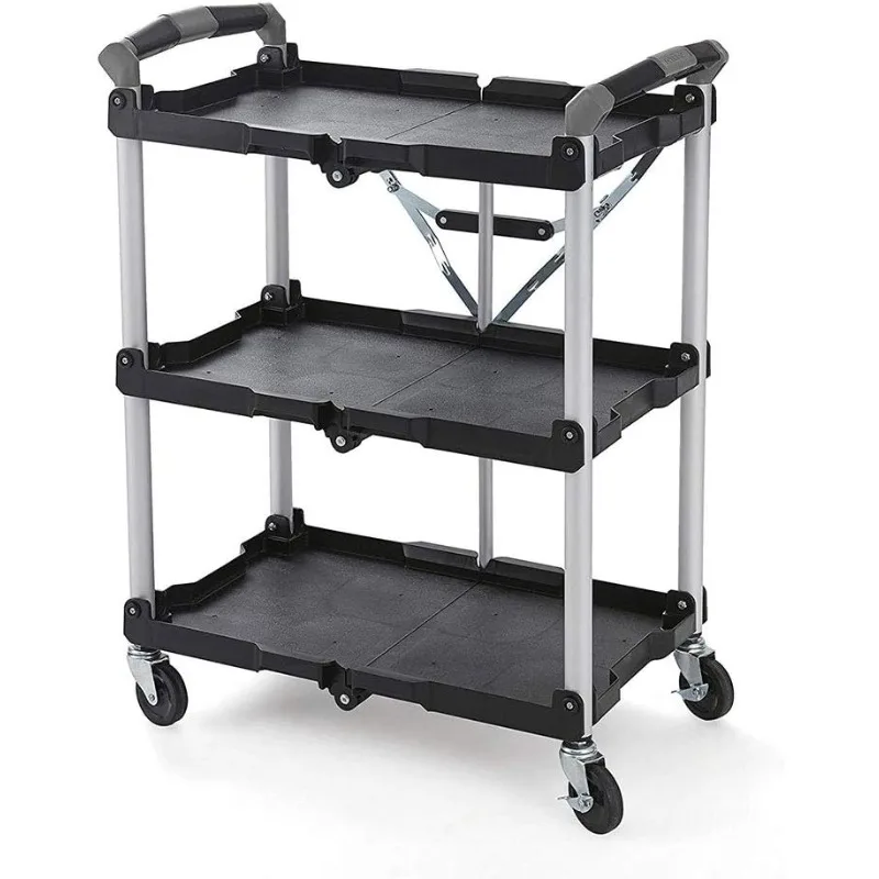 

Olympia Tools 85-188 Pack-N-Roll Folding Collapsible Service Cart, Black, 50 Lb. Load Capacity per Shelf