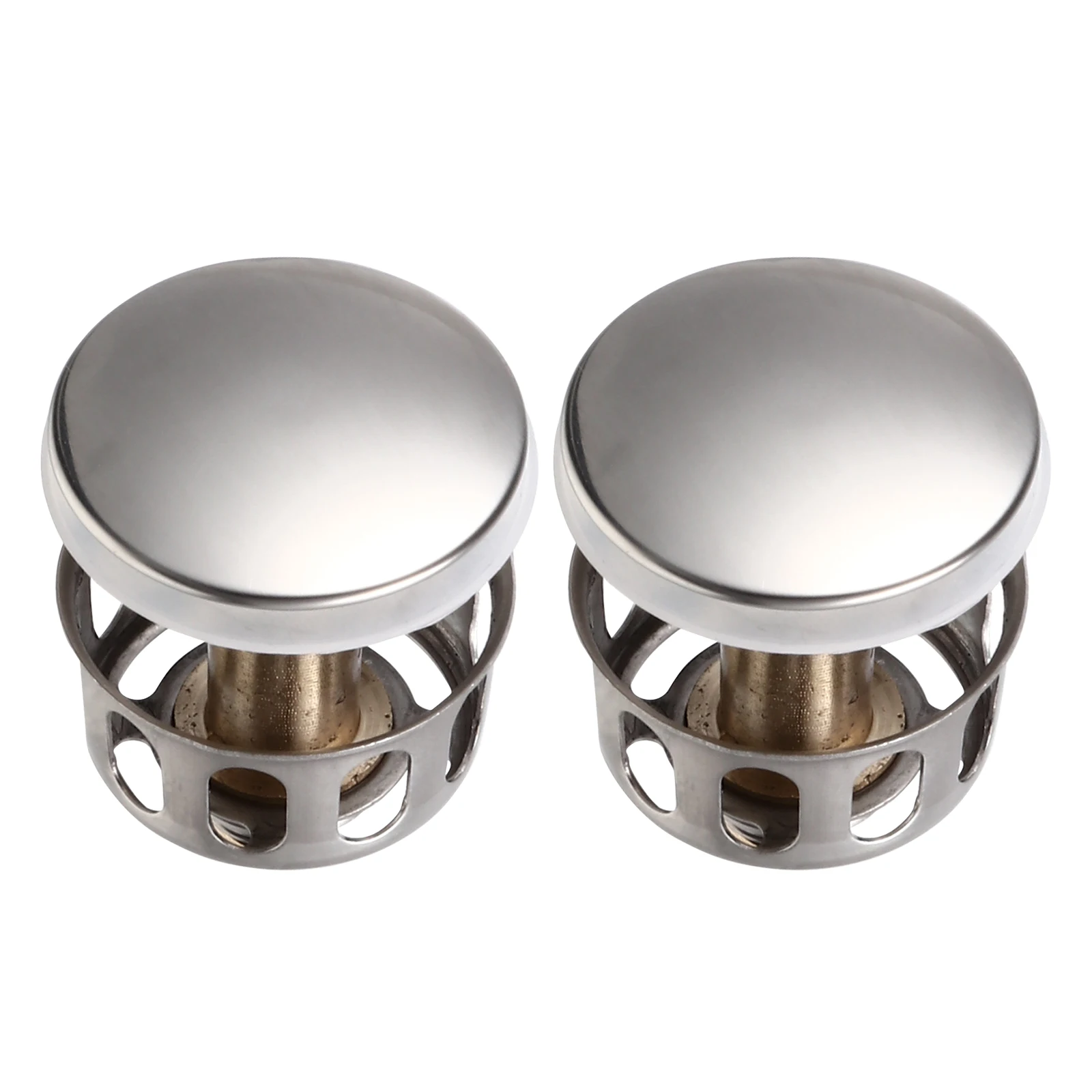 

2pcs Stainless Steel Drain Button Filter For Bathroom Sink Universal Drainage Plug With Basket Strainer No Overflow Pops Up