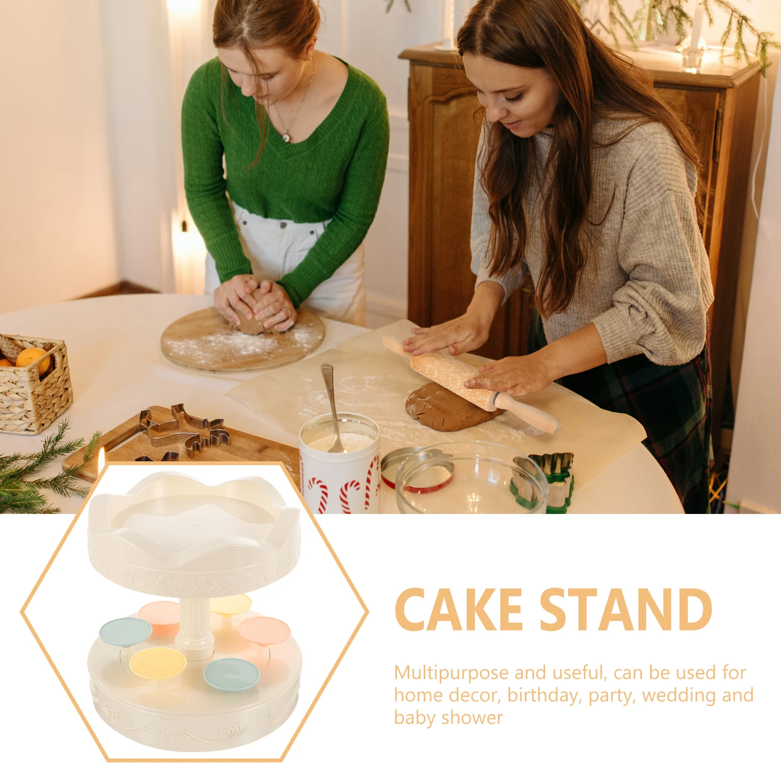 

1pc Automatic Rotating Dessert Display Stand Cake Holder Turntable Multi-Function Party Wedding Decor Kitchen