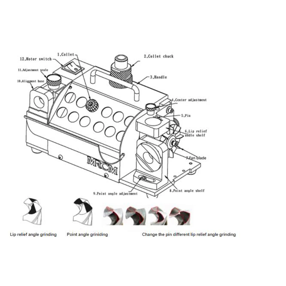 MR-20G 3-20mm Portable Drill Bit grinder, drill bit sharpener Machine With CBN Grinding Wheel