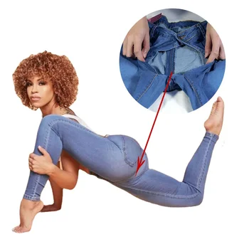 Pantalones ajustados con entrepierna abierta para mujer, pantalones vaqueros sin entrepierna, cremallera oculta erótica, Ropa de baile sexual elástica para exteriores, trajes de Stripper de estrella porno, novedad