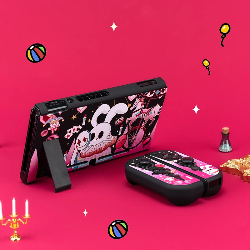 Funda Nintend Switch Oled Case Rabbit Game guscio protettivo antigraffio Hard PC Full Cover Back per Switch Oled Grip Shell