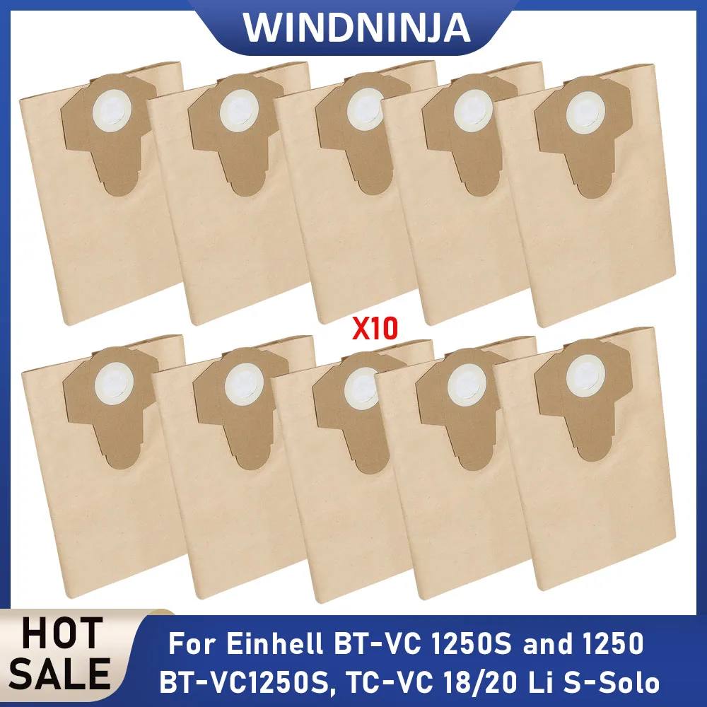 Sac de collecte de poussière pour aspirateur sec et humide Einhell BT-VC1250S/BT-VC1250/TC-VC 18/20 Li S-Solo, 5/10 pièces, 20L 30L