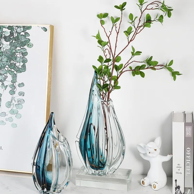 

Colored Glaze Vase Modern Decorative Glass Vases for Flower Luxury Thickened Flower Vase for Wedding Centerpieces Desktop Decor