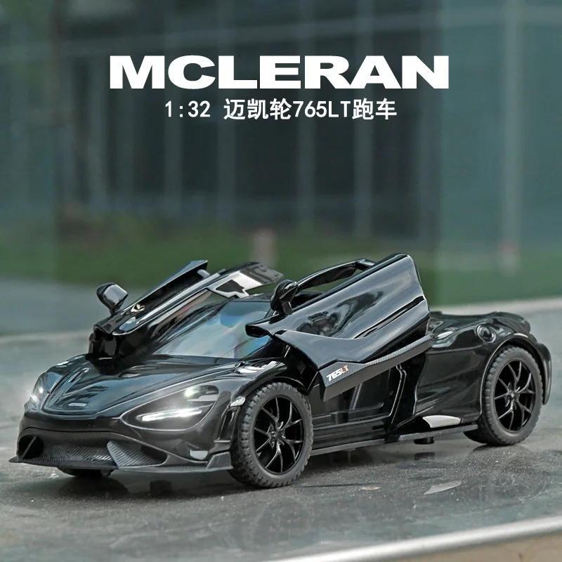 Alloy sports car model 765LT door pull back with sound and light boy toy car child gift