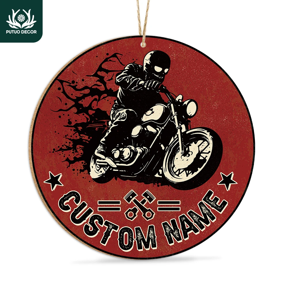 

Putuo Decor 1pc Custom Round Wooden Hanging Plaque Decoration, Custom Name, Wood Hanging Sign Decor for Home Garage Tool Room