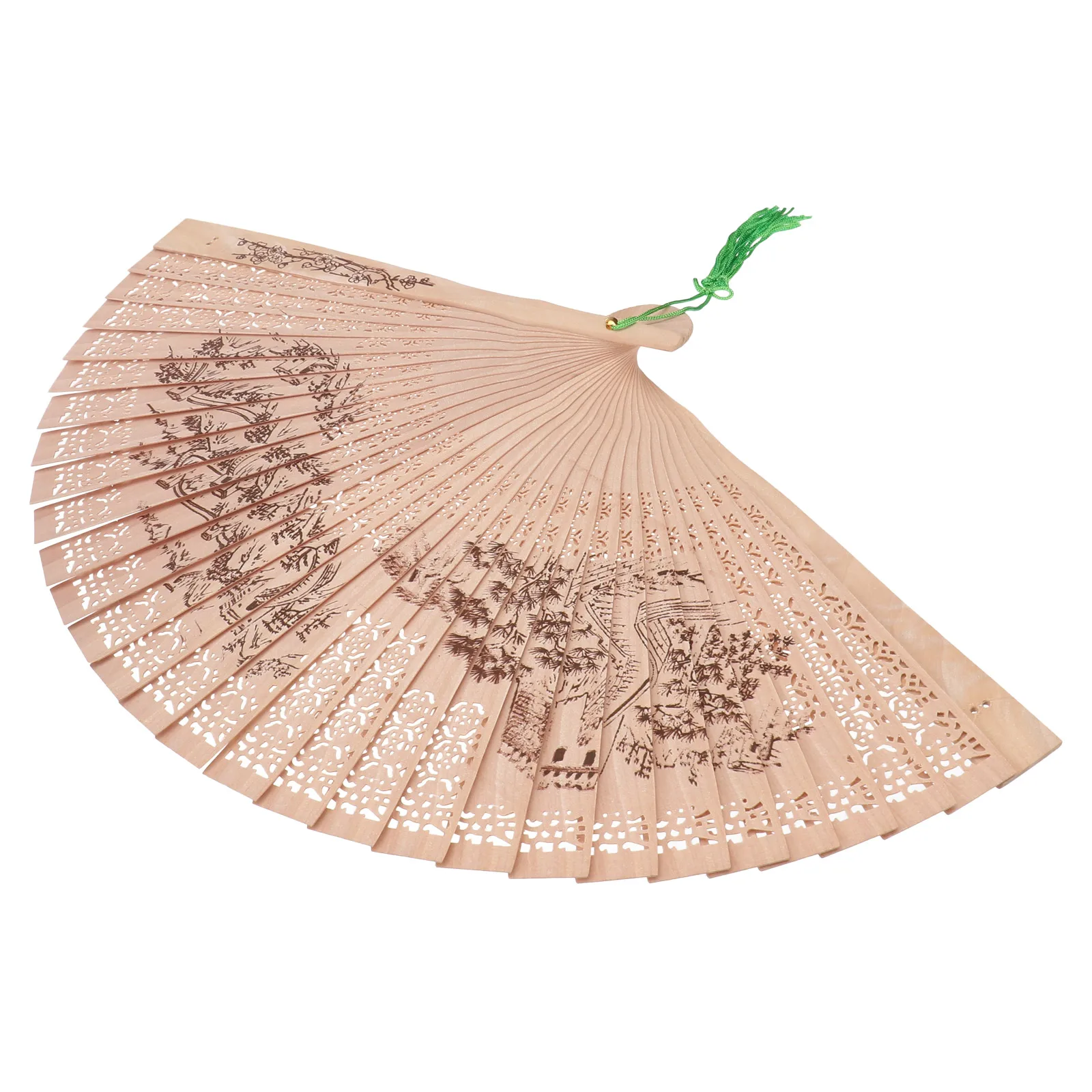 

Vintage Style Sandalwood Folding Collapsible Bamboo Hand for Women Travel Accessories Lightweight Portable Durable Flodable Hand