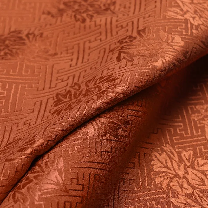 New Chinese-style Hanfu cheongsam and waistcoat fabric made of pure silk with a ten-thousand-character pattern flowers
