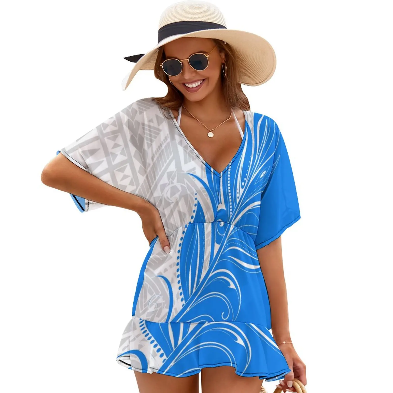 Polynesian Ladies Seaside Bikini Smock Skirt Sarong Comfortable Dress Coat Custom Ladies Smock Skirt Beach Party Smock Skirt