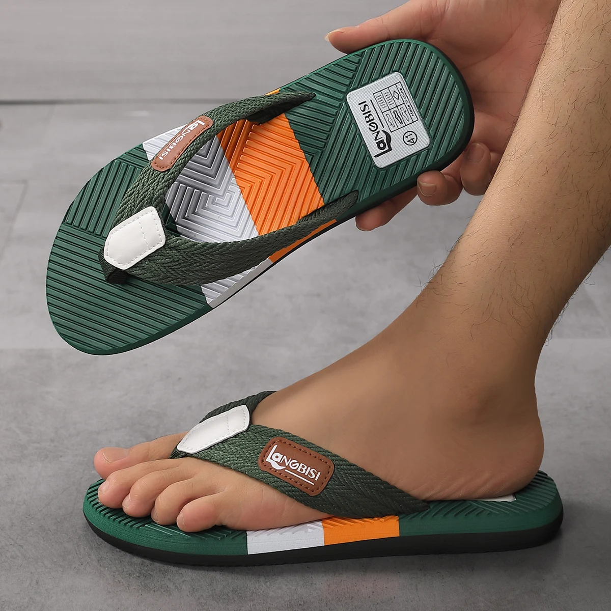Men's Flip-Flops, Men's Summer Outdoor Beach Shoes, Men's Shoes with Soft Soles and Soft Surfaces, Anti-Slip Craftsmanship, Trendy Slippers, New Lightweight Work Sandals, Color-Blocking