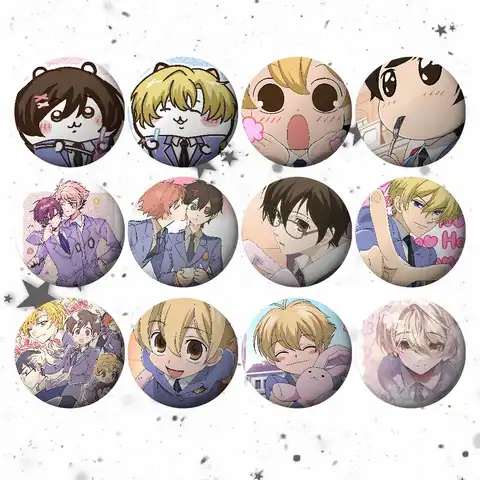 Amine Ouran High School Host Club Badges Tinplate Soft Button Pin Brooch Metal Badge Custom Jewelry Accessories Hat Bag Lapel