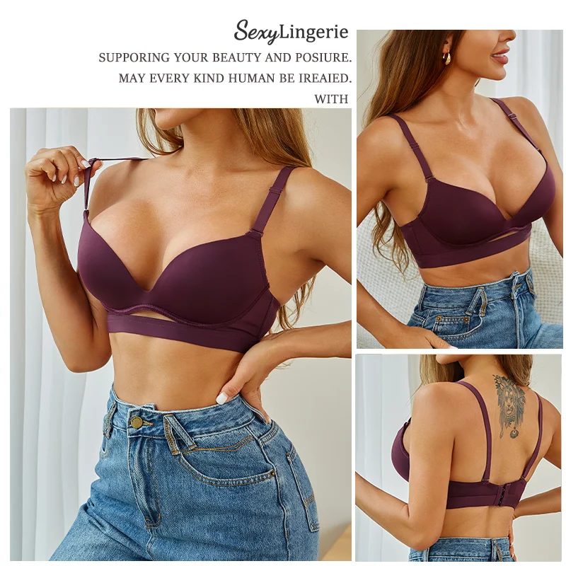 Seamless Women's Underwear Summer Thin Hollow Out Section Breathable And Comfortable Small Chest No Steel Ring Soft Support Bra