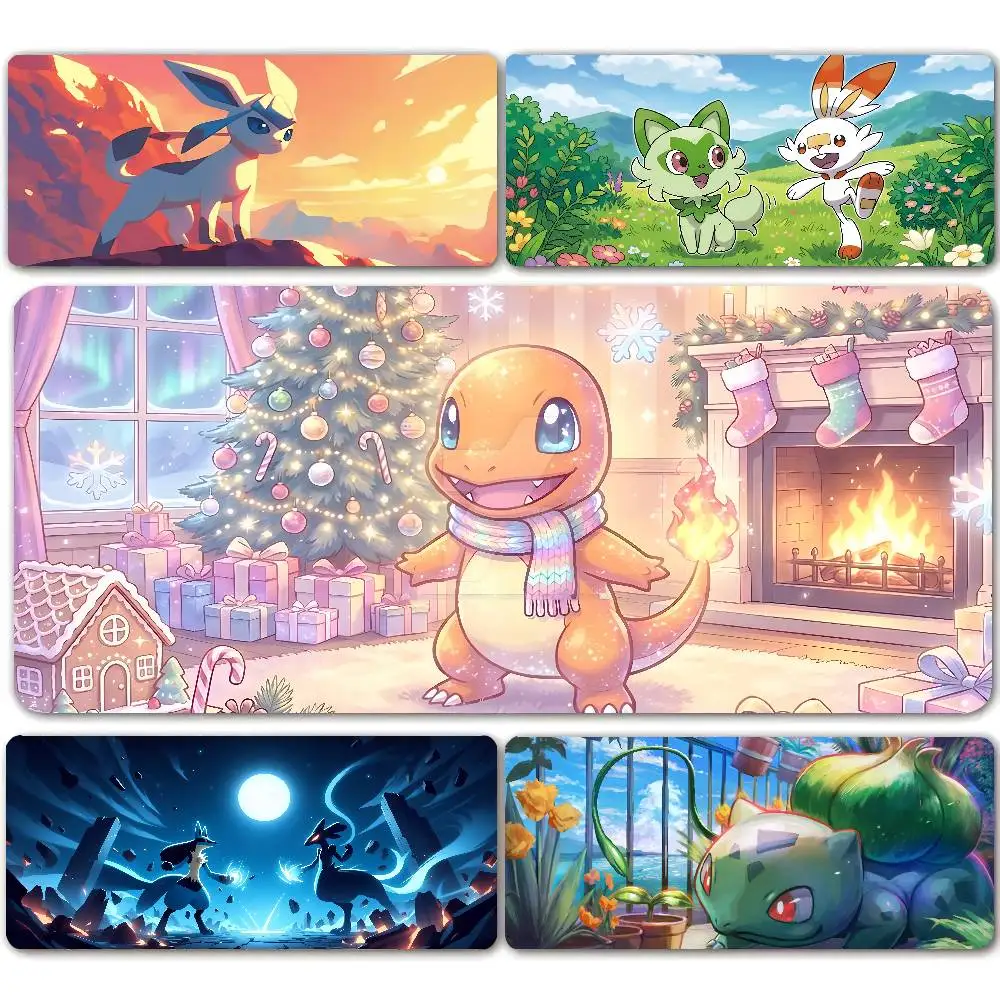 Pokemon Sylveon Gaming Mouse Pad Large Desk Mat 2MM Stitched Edge Non Slip Rubber Base Keyboard Pad Office Laptop Table Decor