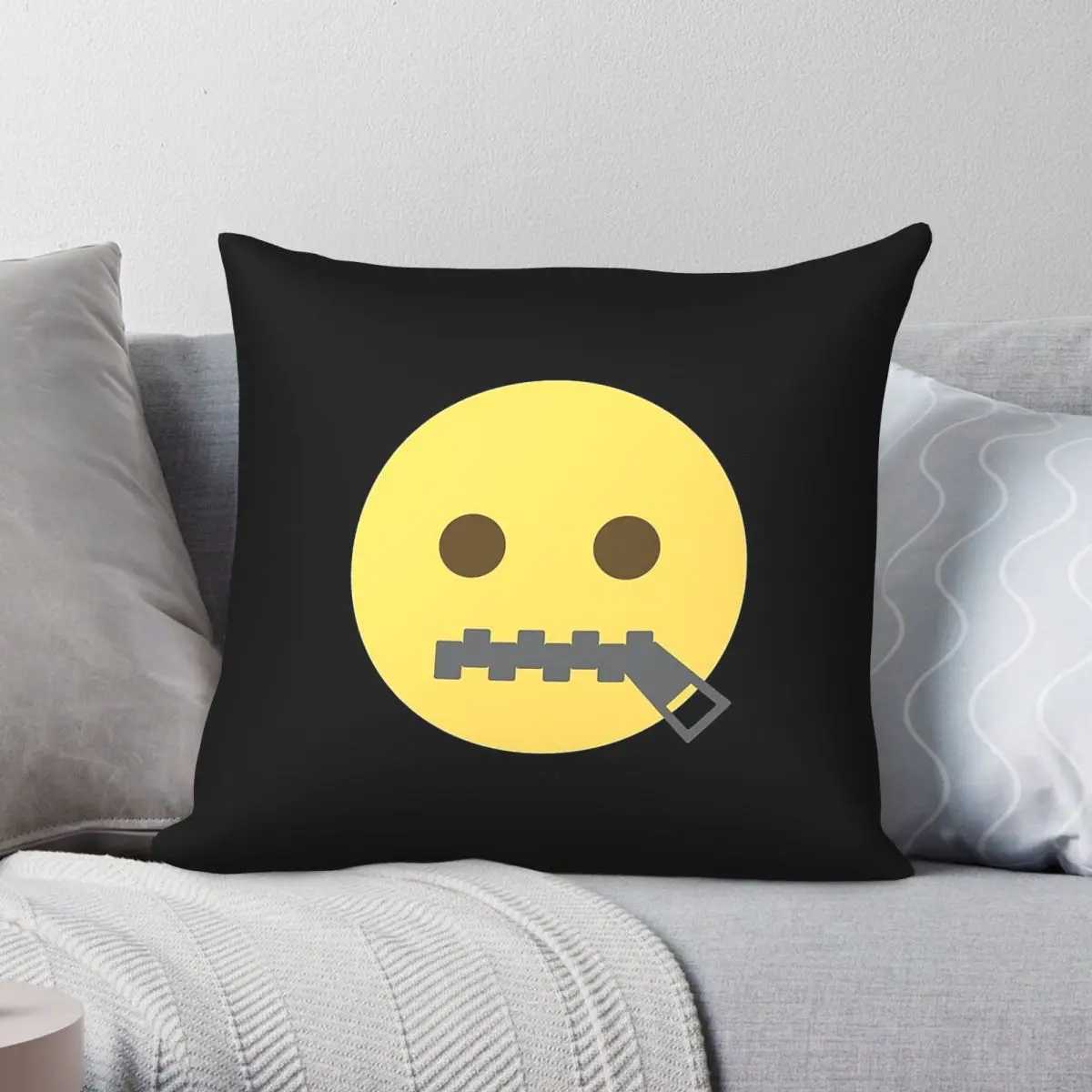 Zipper Mouth Face Square Pillowcase Polyester Linen Velvet Printed Zip Decorative Throw Pillow Case Room Cushion Cover 45x45