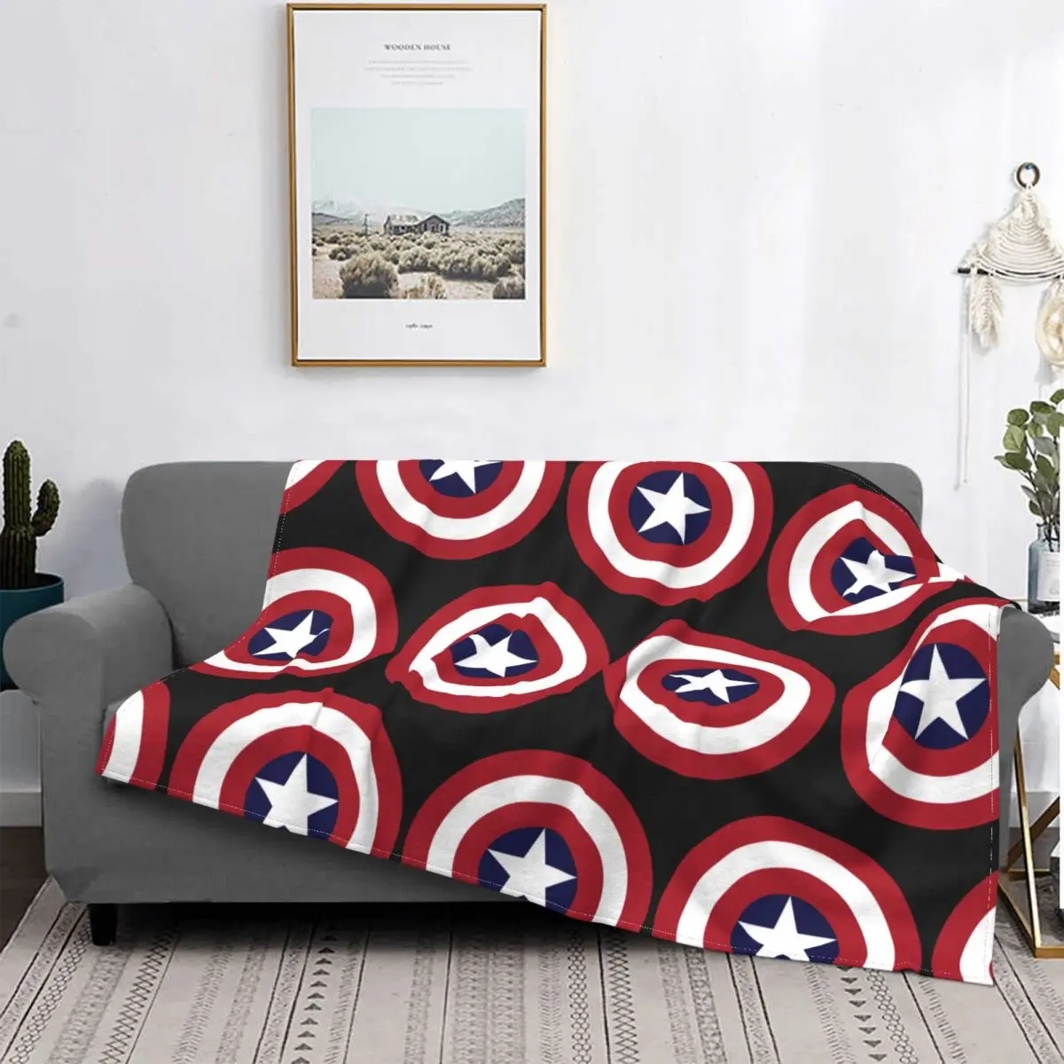 MARVEL Super Hero America Captain Blanket Fleece All Season Breathable Thin Throw Blankets For bed Rug Piece