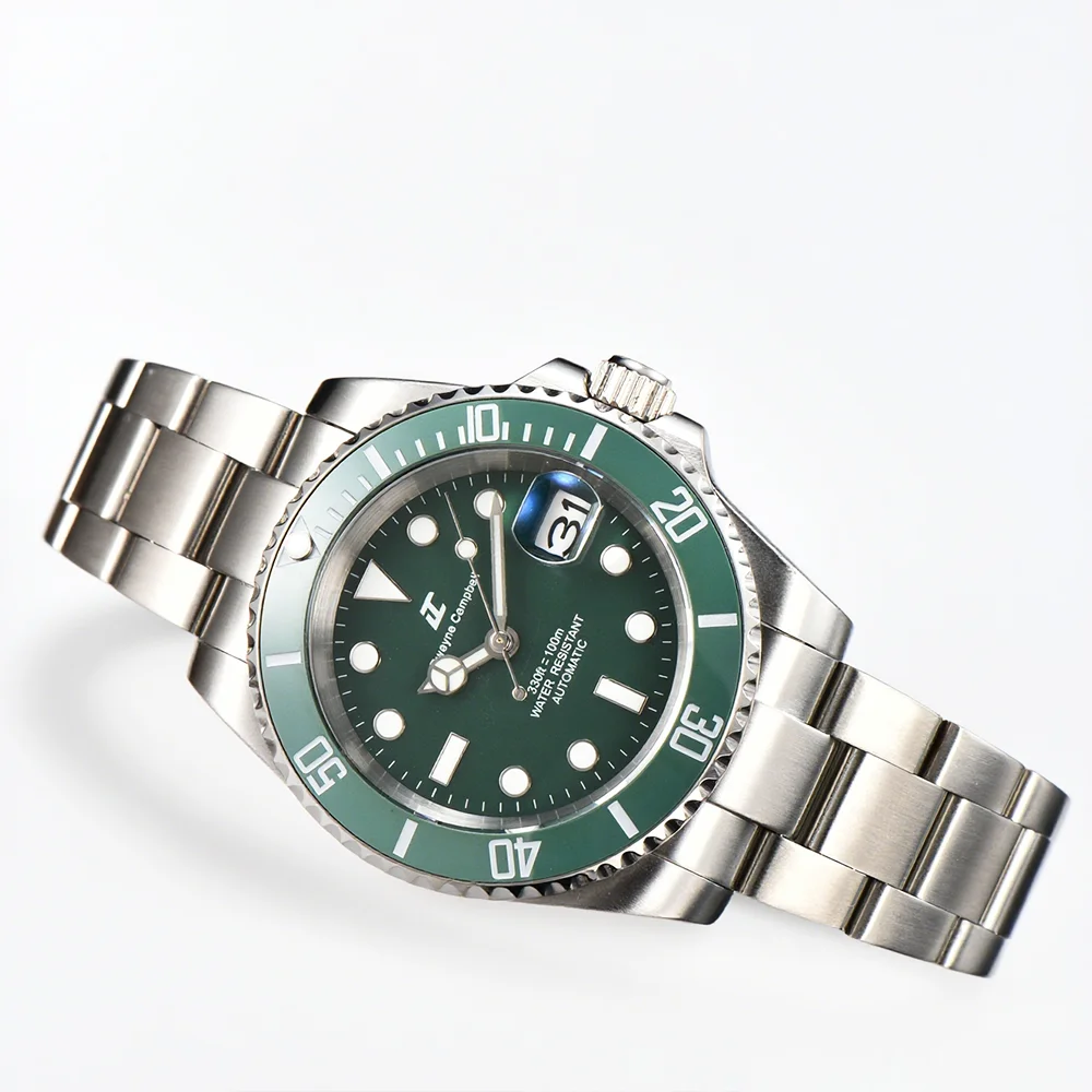 

Fit For NH35 Automatic Mechanical Watch Fit For SUB Sapphire Crystal Stainless Steel Rubber Strap Luminous Dial