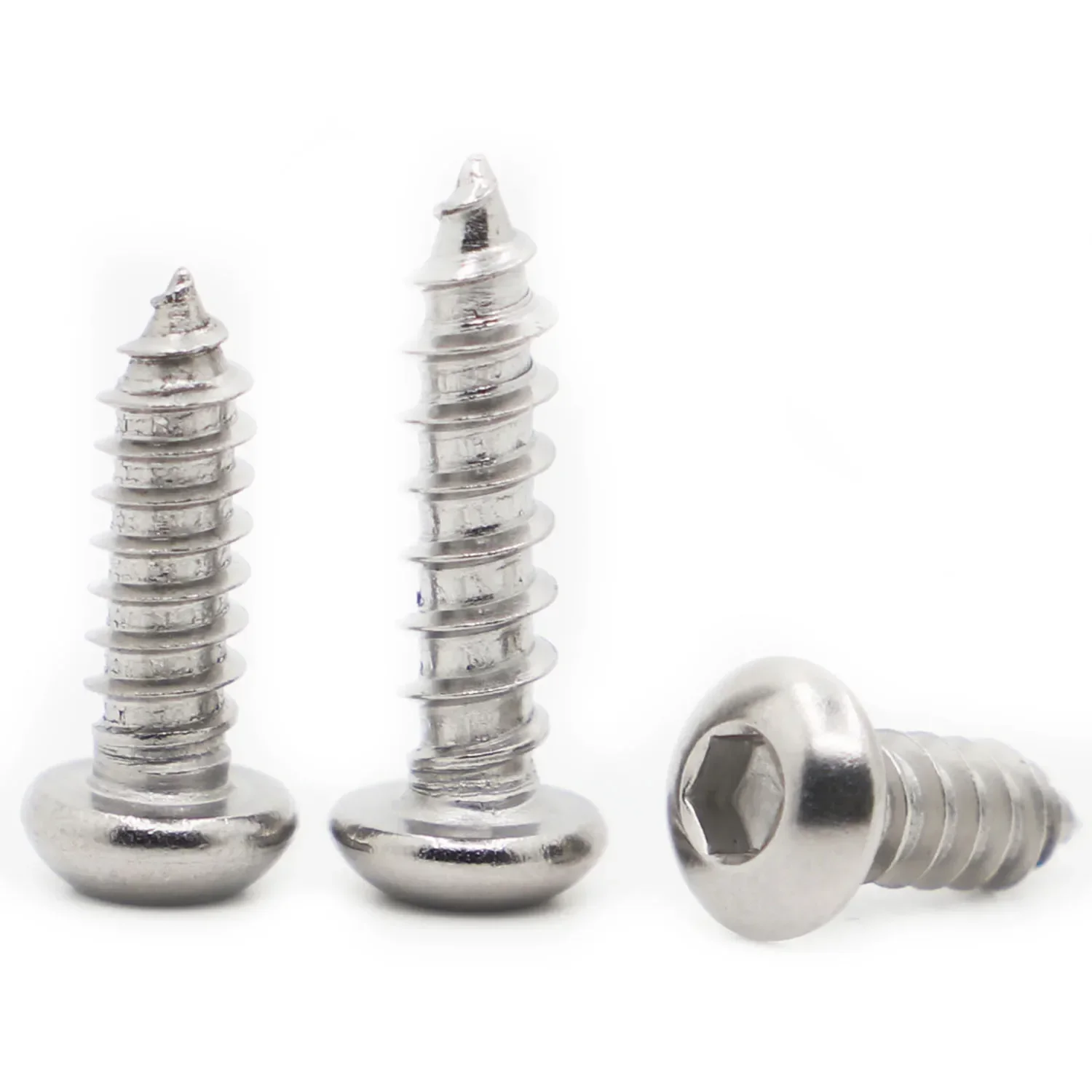 5-50pcs M2 M2.5 M3 M4 M5 M6 304 Stainless Steel Round Pan Head Hexagon Hex Socket Self Tapping Screws Wood Screw