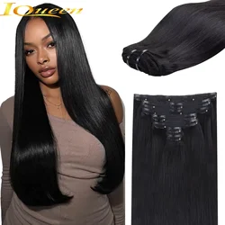 Clip In Hair Extensions Human Hair Brazilian Straight Clip In Natural Black Color Clip Ins Remy Hair 20 22 24 26 Inch 4# Women