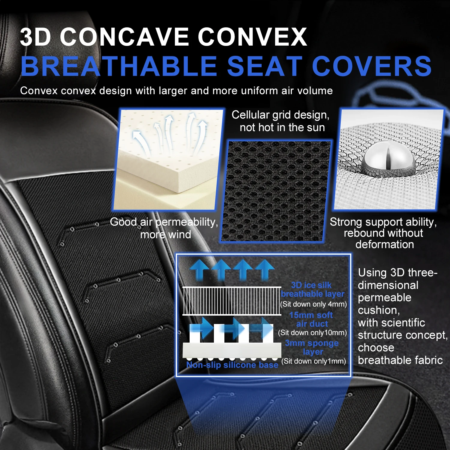 Car Seat Cushion,Seat Car Summer Cool Ventilation And Breathability, Single Piece Ice Cooling Cushion For Truck Cars