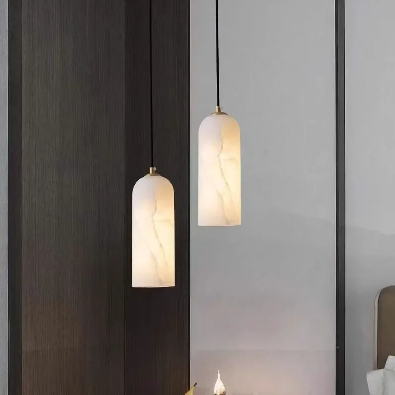 Modern Simple Marble Chandelier Small Copper Pendant Light for Hotel Bedroom Bedside Villa Restaurant Bar Counter Decoration