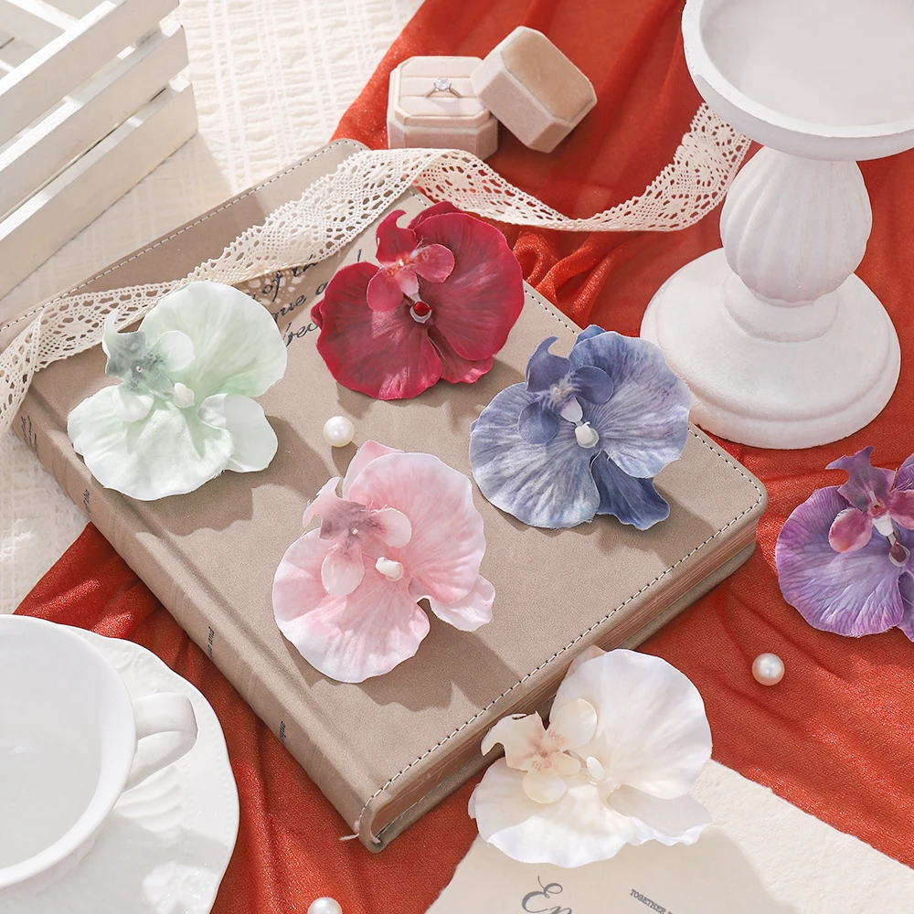 5/10 قطعة فراشة السحلية الزهور الاصطناعية رؤساء وهمية الزهور للمنزل ديكور الزفاف زينة زخرفية هدية الاكسسوارات الحرفية