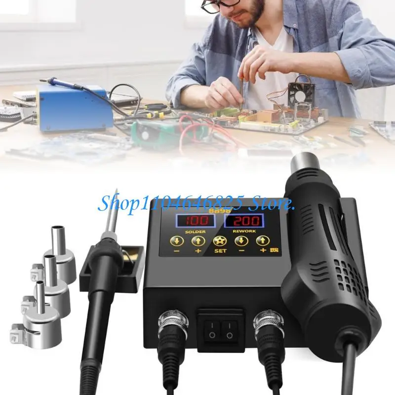 8898 2 in 1 Soldering Station Digital Display Hot Air Guns Welding Rework