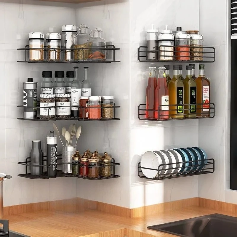 No Drill Wall Mounted Bathroom Shelf Iron Mesh Multifunctional Long Storage Rack Bathroom Supplies Household Goods