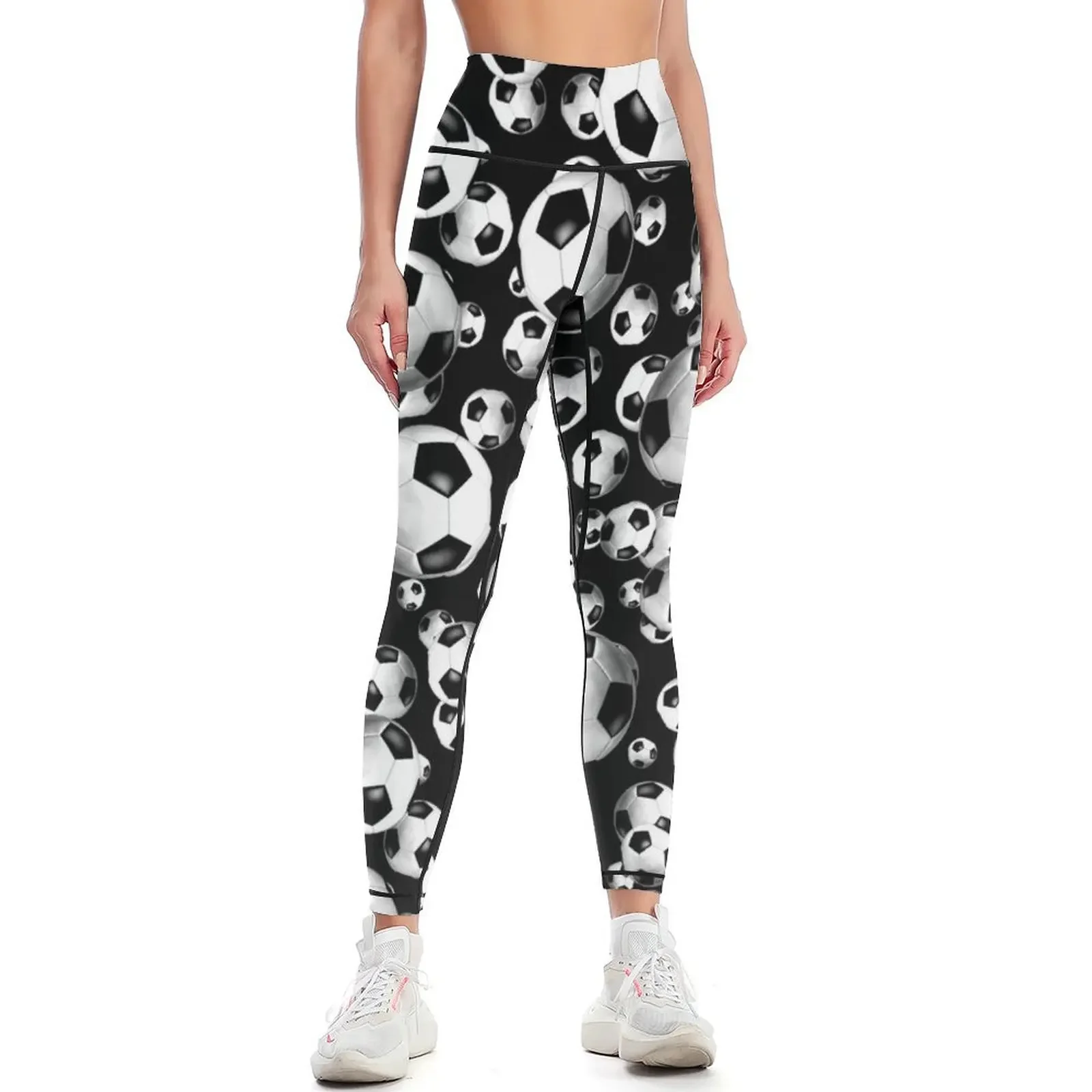 

3D look soccer balls pattern Leggings active wear Training pants Womens Leggings